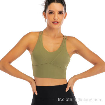 Soutien-gorge de sport yoga avec soutien-gorge à bretelles spaghetti